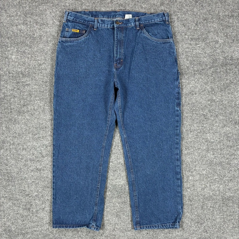Berne Carpenter Work Jeans Mens 40x29 Blue Denim Utility Workwear Relaxed Fit
